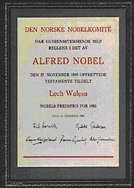 Nobel Fredspris til Lech Walesa