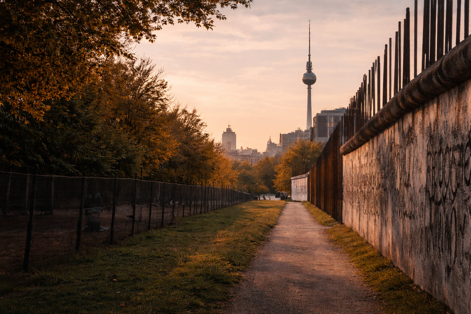 Berlin skyline ved solnedgang