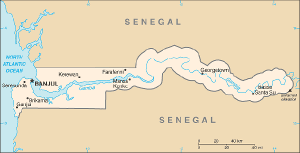 Kart over Gambia
