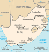 Kart Sør Afrika