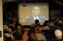 Obama på TV på fredhuset