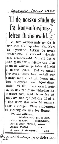 Dagbladet 30. mai 1945